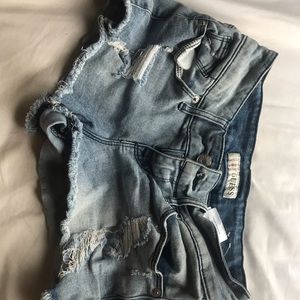 women’s ripped denim guess brand shorts